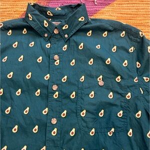 Duluth Trading Men's L Green Avocado Print Relaxed Fit Short Sleeve